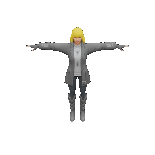 A standing figure edited along a local spatial attribute, from small eyes to big eyes; the slider sets the intensity and the rotation slider sets the viewing angle.