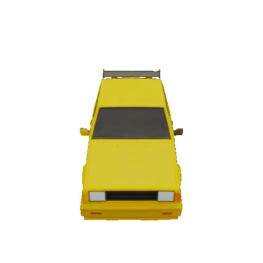 A yellow car edited along a style attribute, from boxy to sporty; the slider sets the intensity and the rotation slider sets the viewing angle.